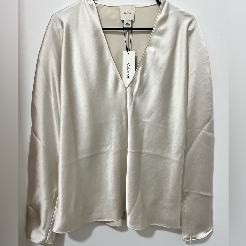 Satin V-Neck Blouse - Picture 7 of 12
